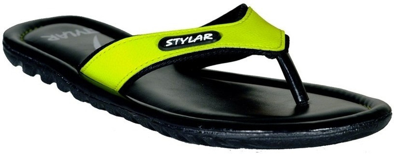 Stylar Neon Green And Black Stark Flip Flops