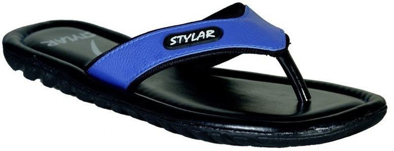 Stylar Blue And Black Stark Flip Flops
