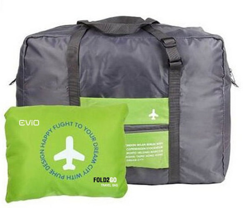 Evio Fold2go Waterproof Folding Small Travel Bag  - Medium(Green, Grey) RS.400 (77.00% Off) - Flipkart