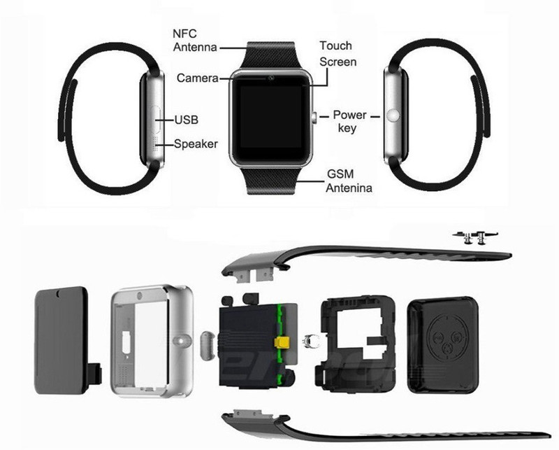 Medulla MD GT08-204 phone Silver Smartwatch(Black Strap Regular) Medulla MD GT08-204 phone Silver Smartwatch(Black Strap Regular)