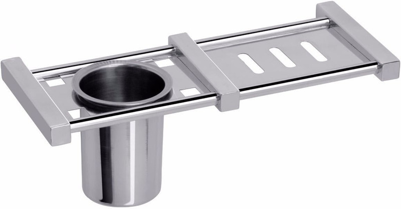 FORTUNE Stainless Steel Square Soap Dish With Tumbler(Silver)