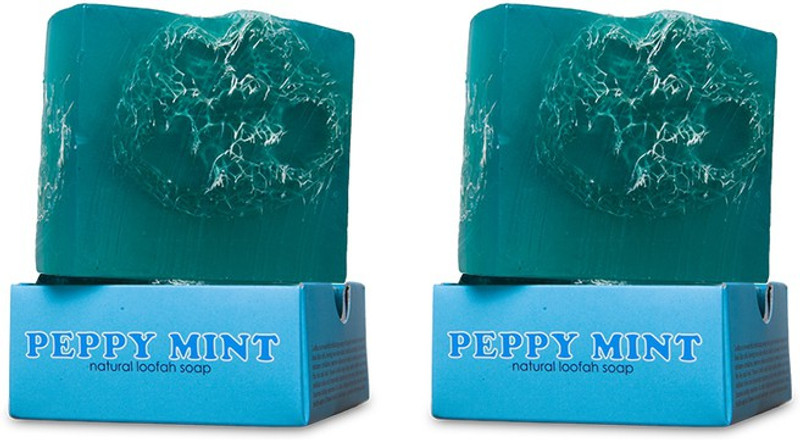 Nyassa Peppy Mint Handmade Loofah Soap Pack Of 2(2 x 150 g)