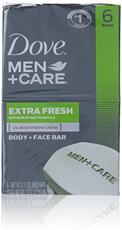 Dove Men+care Extra Fresh Body + Face Soap Bars 6 Count(6 x 90 g)