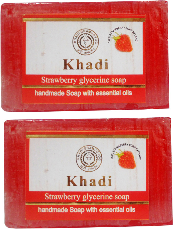 Khadi Herbal NaturalStrawberry Glycerine Soap Pack Of 2(2 x 125 g)