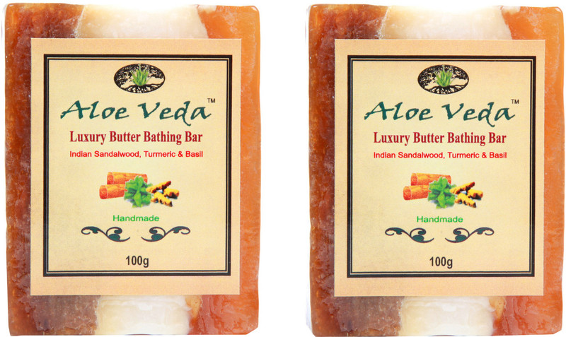 Aloe Veda Luxury Butter Bathing Bar - Sandalwood & Turmeric - Pack of 2(2 x 100 g)