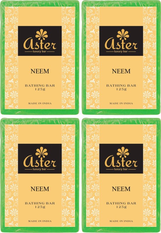 Aster Luxury Aster Luxury Neem Bathing Bar 125g - Set of 4(500 g, Pack of 4) RS.500 (43.00% Off) - Flipkart