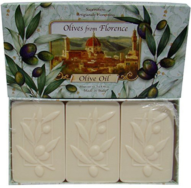 Saponificio Artigianale Fiorentino Olives From Florence Decorative Olive Oil Bath Soap Set Of 3 X Bars(3 x 41.57 g)