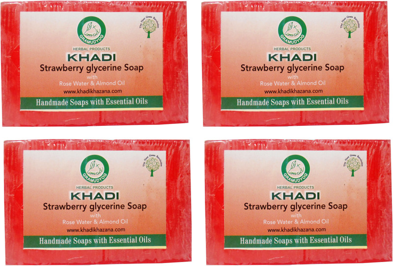 Khadi Herbal NaturalStrawberry Glycerine Soap(4 x 125 g)