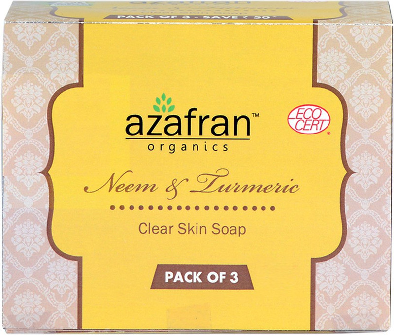 Azafran Organics Neem and Turmeric Combo pack of Soaps(3 x 100 g)