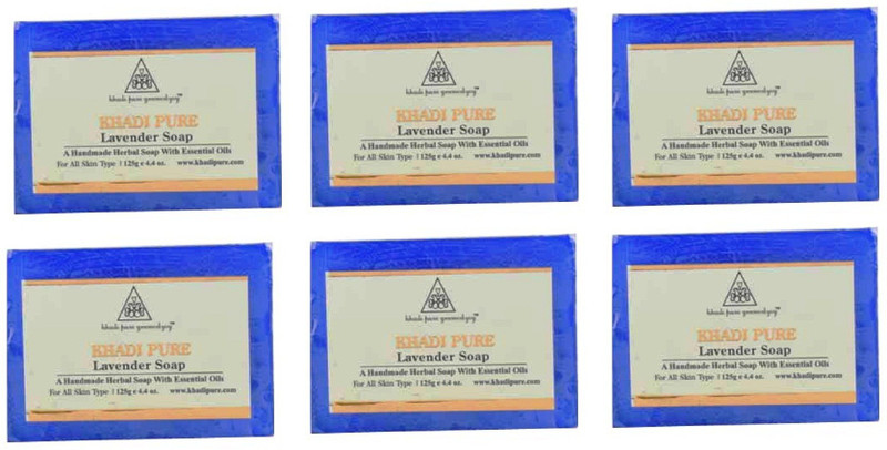 Khadi Pure Natural Handmade Pure Lavender Soap with essential Oil(6 x 125 g)