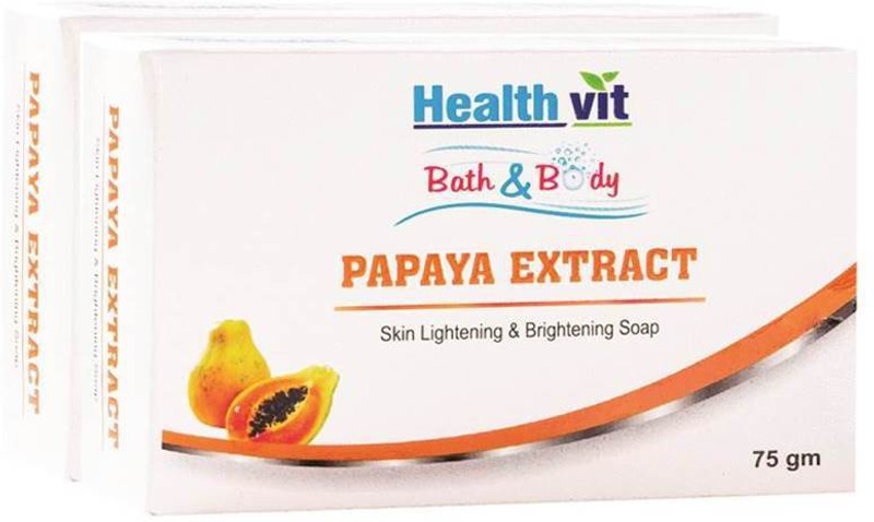 HealthVit Bath & Body Papaya Extract Skin Whitening Soap 75g Pack of 2(150 g)