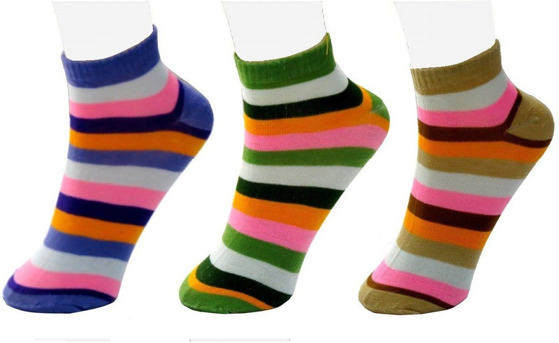 Neska Moda Women Striped Ankle Length(Pack of 3)