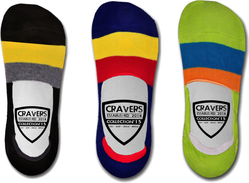 Cravers Premium Men Striped Peds/Footie/No-Show(Pack of 3)