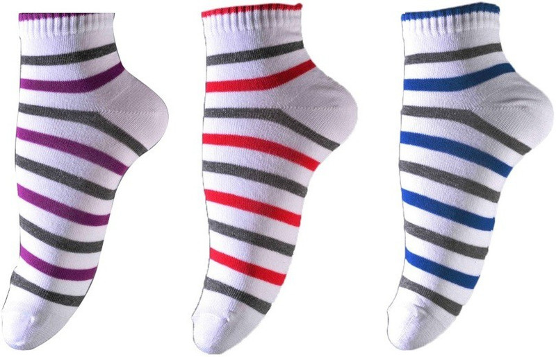 Ezzi Feet Women Striped Ankle Length(Pack of 3)
