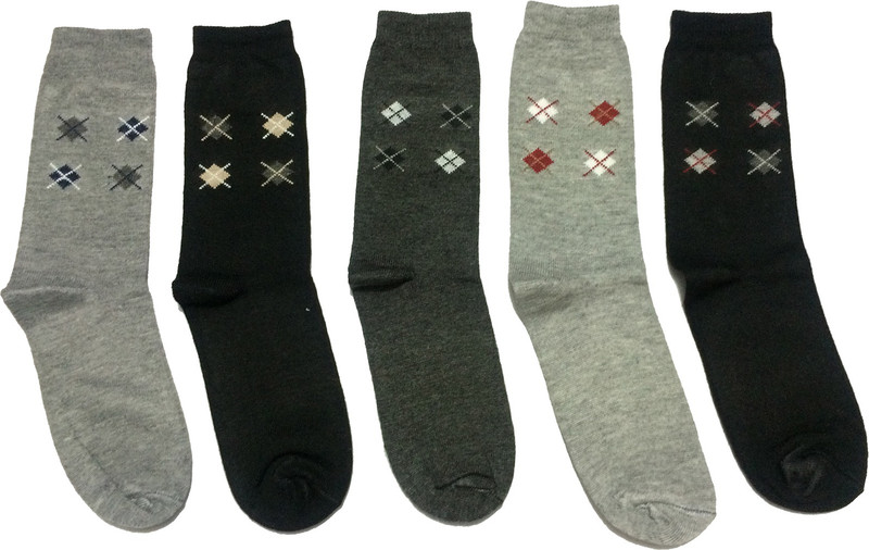 Graceway Men Geometric Print Mid-Calf/Crew(Pack of 5)