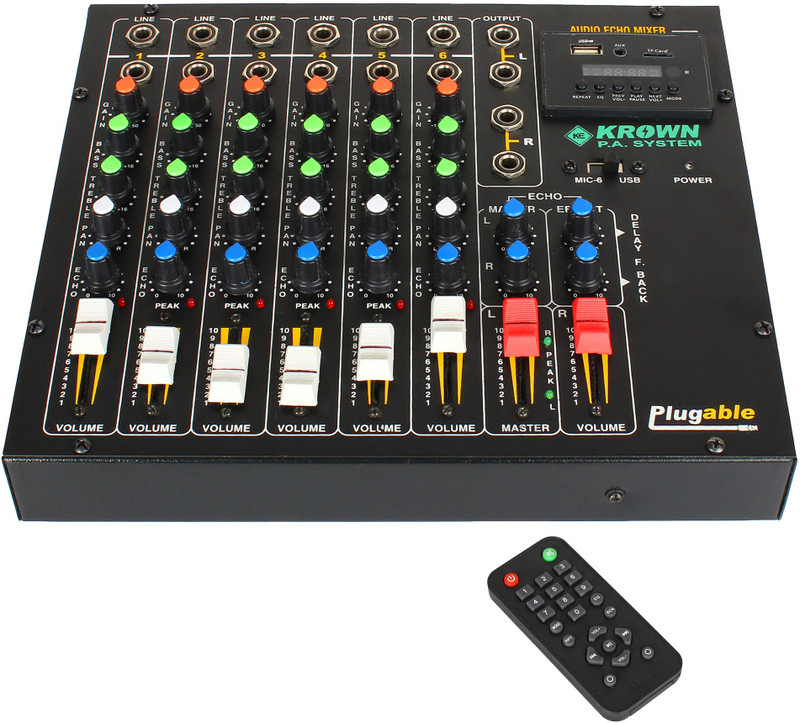 Krown KMX-6U Professional PA Audio Mixer 6 Channel with USB Media Player - Stereo Analog Sound Mixer