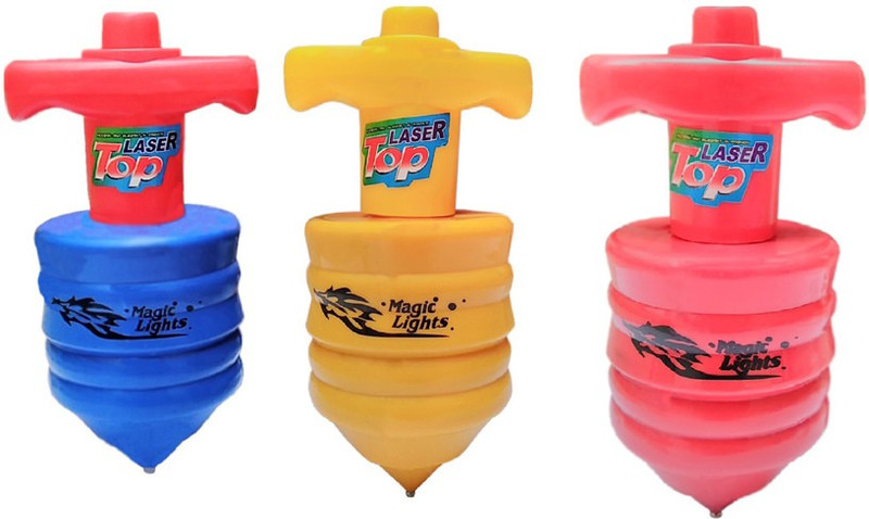 New Pinch Musical Laser Spinning Top With Lights effects(pack of 3)(Multicolor)