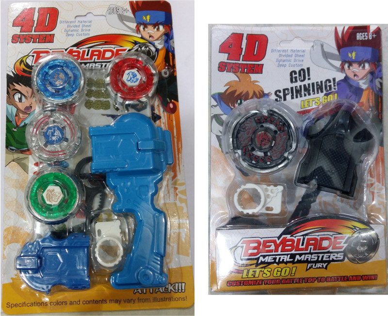 Beyblade 4D System Combo Metal Masters Fury With Handle Launcher(Multicolor)