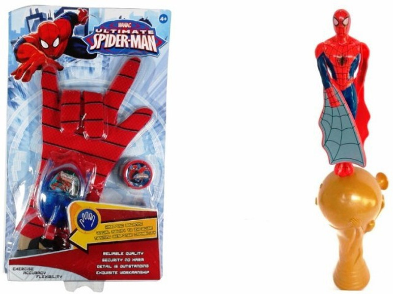 GoMerryKids Super Combo - Ultimate Flying Spiderman Shooter + Marvel Hero Fx Glove Hand Shoot Light,music Transmitter(Multicolor)