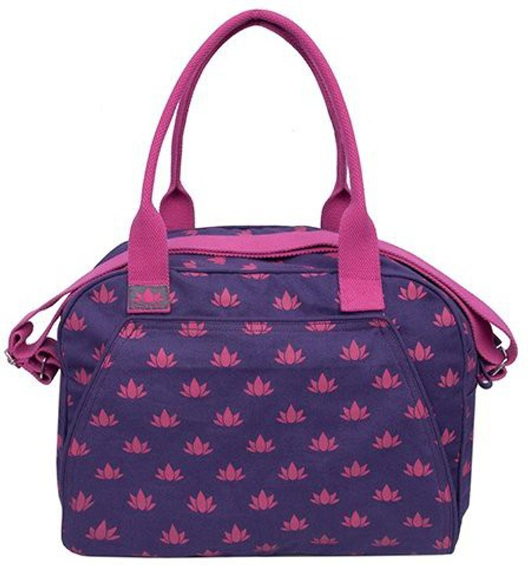 Kanyoga Om Padma Cotton Purple and Pink lotus print Spa Bag(42 x 32 x 16 CM),1 Piece spa bag(Purple, Tote)