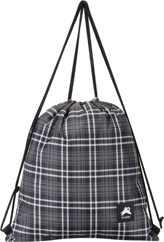 PinStar Zynga String Backpack - Tartan Grey (XL) Drawstring Bag(Grey, Backpack)