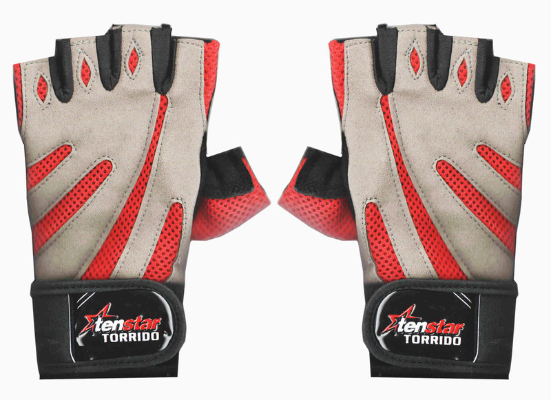 Tenstar TS407_GymGloves_Torrido_Red. Gym & Fitness Gloves (Men, Red, Grey)