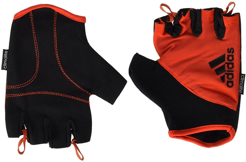 ADIDAS Short Fingered Gloves Gym & Fitness Gloves (L, Black, Orange)