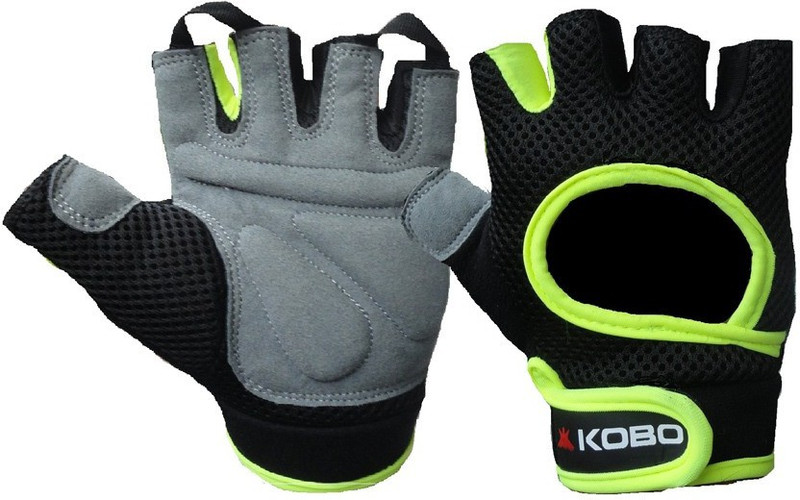 Kobo Weight Lifting SG7 Gym & Fitness Gloves (M, Black, Green)