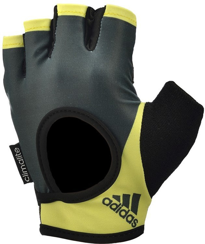 ADIDAS LADIES FITNESS LARGE FROZEN YELLOW SUNSET Gym & Fitness Gloves (L, Yellow, Black)