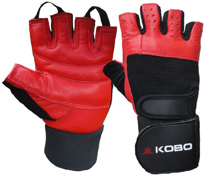 Kobo Training With Wrist Support Gym & Fitness Gloves (S, Black, Red)