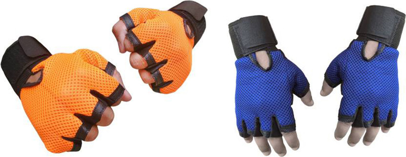 Cp Bigbasket Netted with Wrist Support Gym & Fitness Gloves (Free Size, Orange, Blue)