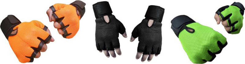 Cp Bigbasket Netted with Wrist Support Gym & Fitness Gloves (Free Size, Orange, Black, Green)