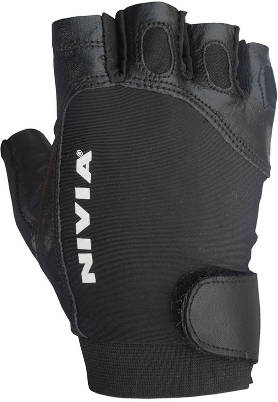 Nivia Viper 707 Medium Genuine Leather Gym & Fitness Gloves (M, Black)