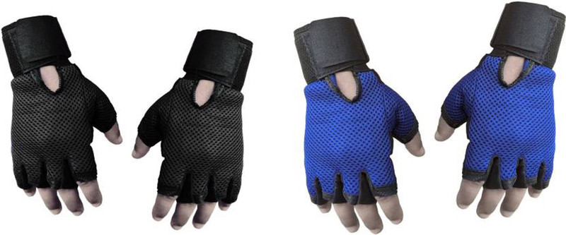 Cp Bigbasket Netted with Wrist Support Gym & Fitness Gloves (Free Size, Black, Blue)