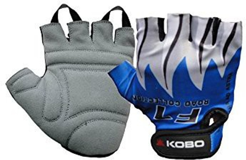 Kobo Exercise Weight Lifting Grippy Hand Protector Padded_F Gym & Fitness Gloves (XL, Blue)