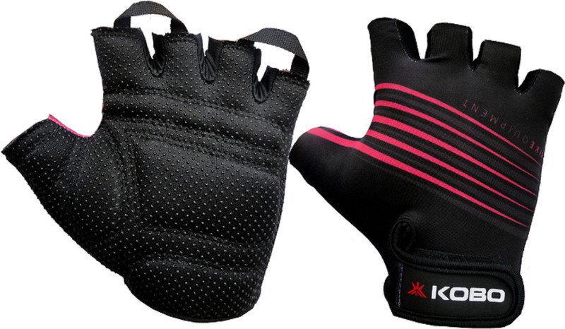 Kobo Ladies Exercise Weight Lifting Grippy Hand Protector Padded CG Gym & Fitness Gloves (S, Black, Pink)