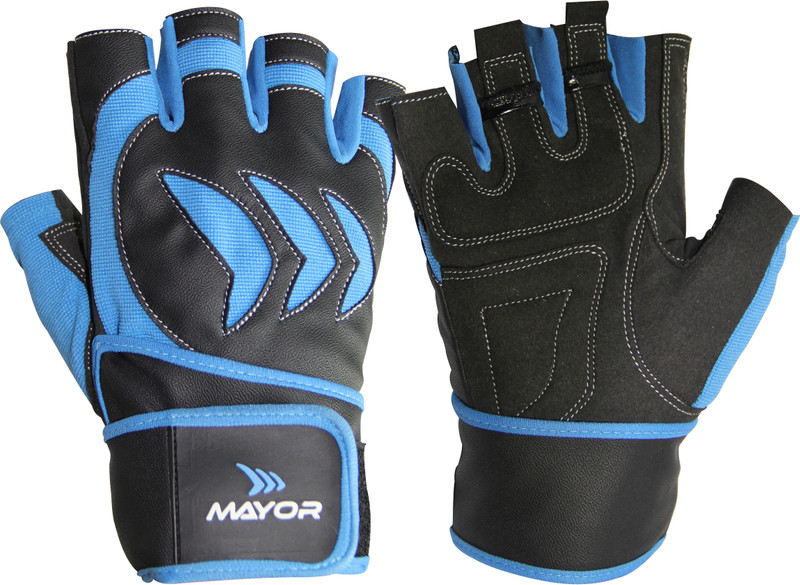 Mayor Pacifico Gym & Fitness Gloves (L, Blue, Black)