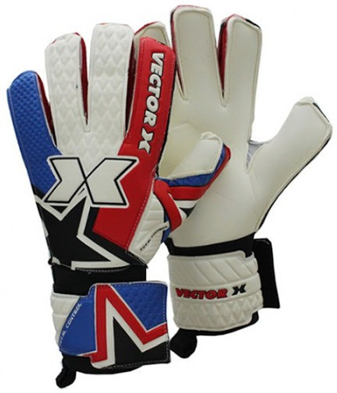 Vector X Total Control Goalkeeping Gloves (Men, White, Red, Blue)