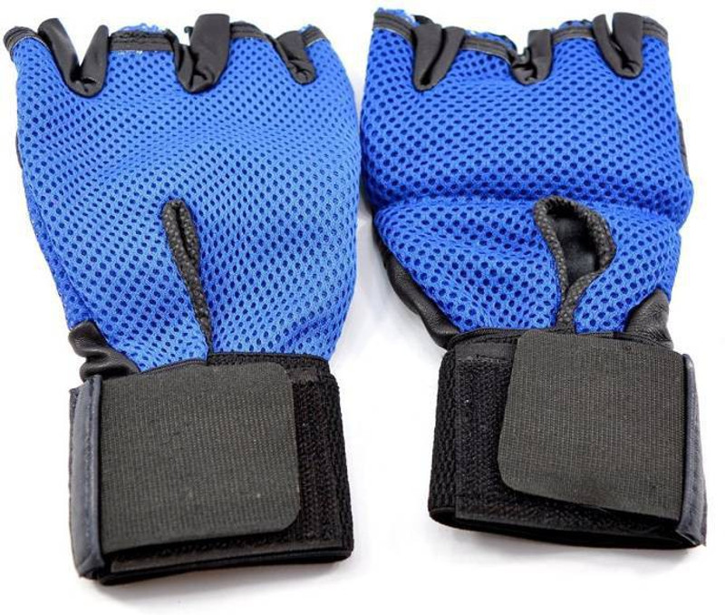 Cp Bigbasket Sweat Leather Gym & Fitness Gloves (Free Size, Blue, Black)