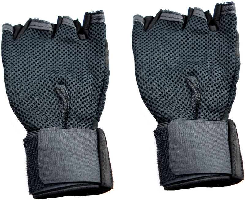 Sports 101 Netted with Wrist Support Gym & Fitness Gloves (Free Size, Black)