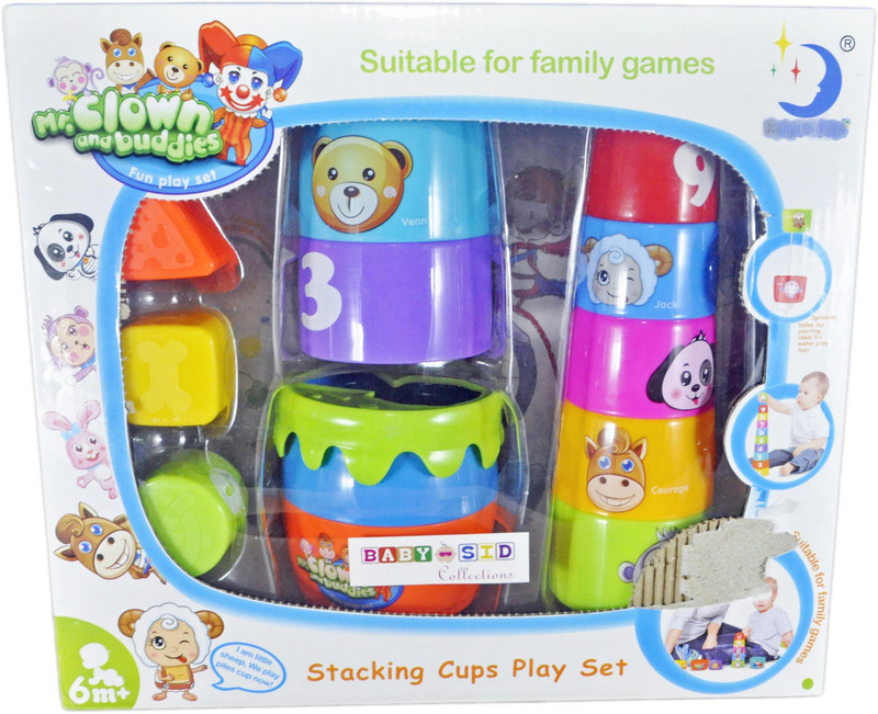 Babysid Collections Colorful Numbers & Animals Stacking Cups(Multicolor)