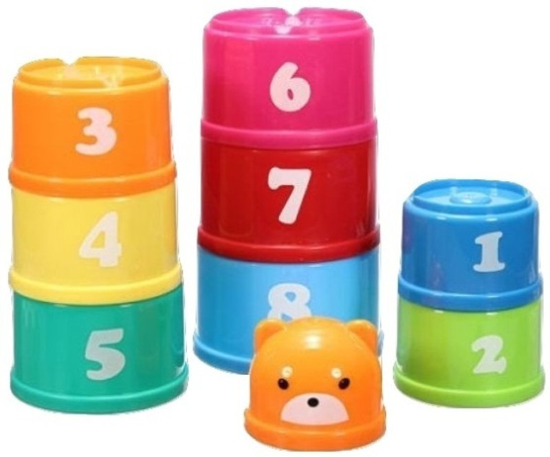 Little Grin Non toxic Baby Stacking Joy Cups with numbers and alphabets for Infants and Toddlers Gift Toy for Kids(Multicolor)