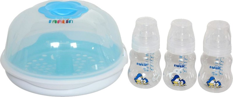 Farlin Microwave Sterilization Set with Feeding Bottles(Blue)