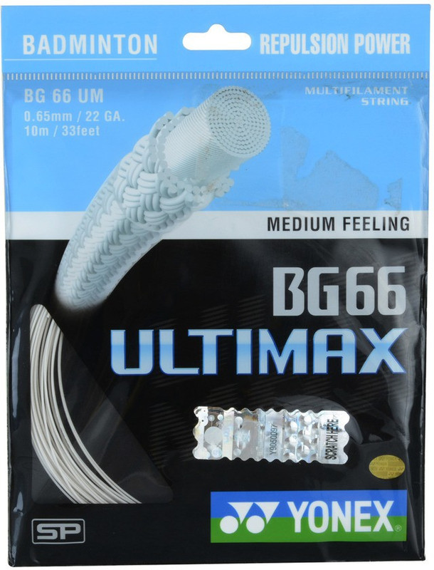YONEX BG 66 ULTIMAX METALLIC WHITE 0.65 Badminton String - 10 m(White)