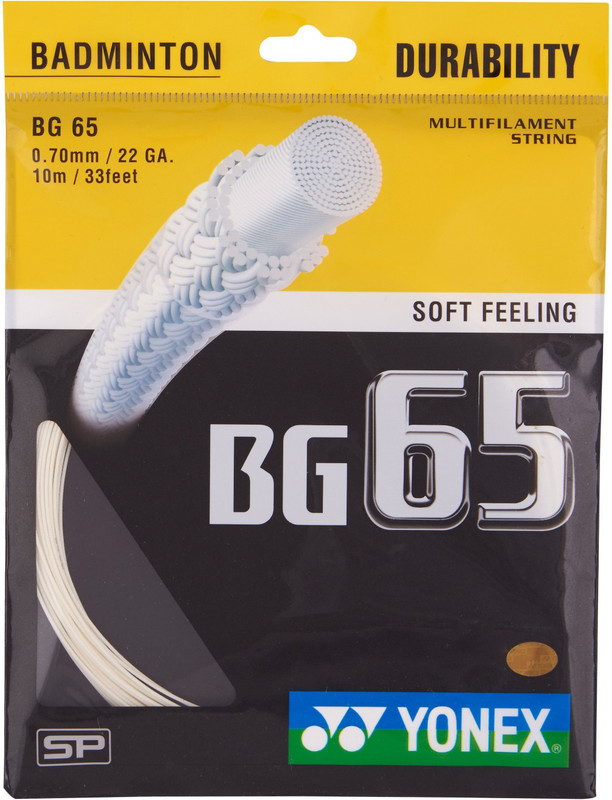 Yonex BG 65 0.70 Badminton String - 10 m(White)