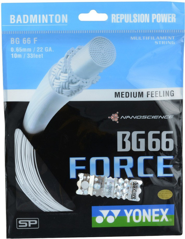 Yonex BG 66 FORCE ID WHITE 0.65 Badminton String - 10 m(White)
