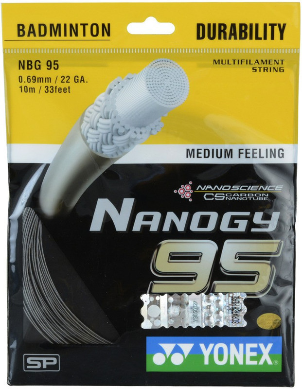 Yonex NANO GY 95 GRAPHITE 0.69 Badminton String - 10 m(Black)
