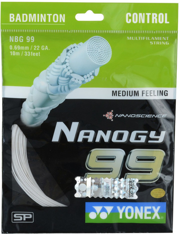 Yonex NANO GY 99 WHT 0.69 Badminton String - 10 m(White)