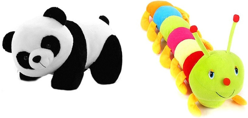 VRV Soft Panda and Caterpiller 25cm - 20 cm(Multicolour)