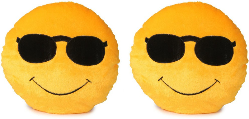 Deals India Deals India Heart Eyes Smiley and Hugging smiley Cushion - 35 cm(smiley1&E)Set of 2 - 35 cm(Yellow)